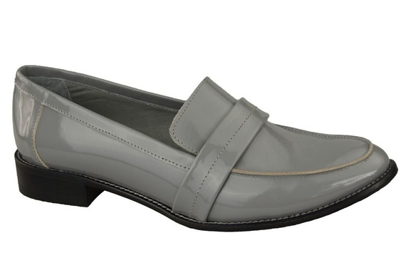 Schuhe Damen Mokassins Naturleder Grau lackiert 139 ElitaBut