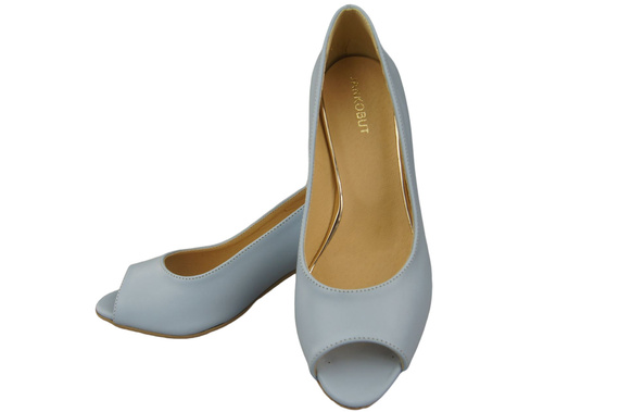Damenschuhe PEEP TOE Pumps Hellblaues Naturleder mit beschichtetem Absatz 192 ElitaBut