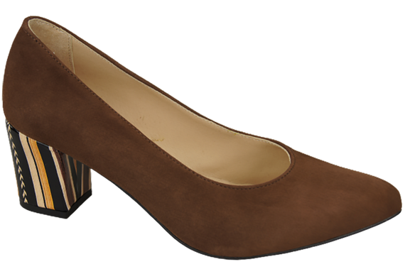 Damenschuhe Pumps Braunes natürliches Wildleder mit dekorativem Absatz 158 von ElitaBut