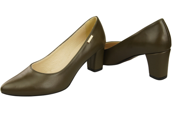 Klassische Glatt Damen Olive Naturleder Schuhe 213 ElitaBut