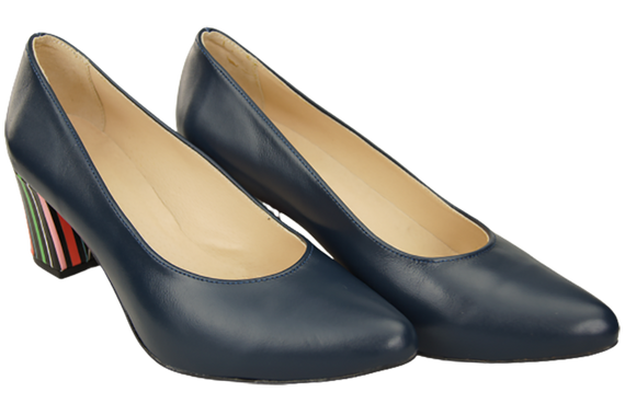 Damenschuhe Marineblaue Pumps aus Naturleder mit dekorativem Absatz 158 ElitaBut