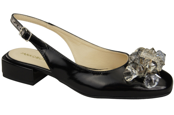 Damen Schuhe Schwarz glänzend Sandalen mit Kristallen Naturleder 215 ElitaBut