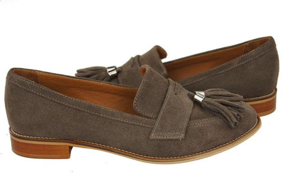 Schuhe Damen Mokassins Naturveloursleder Braun 134 ElitaBut