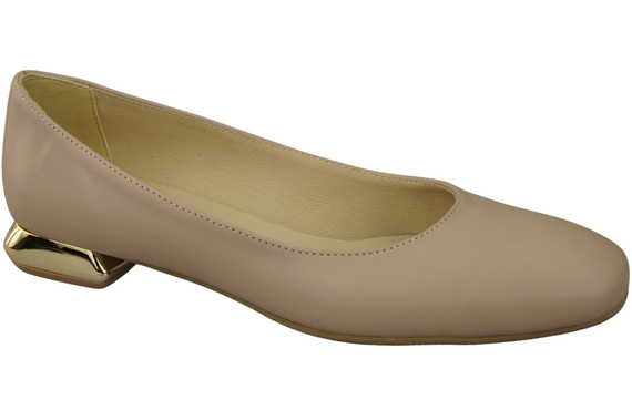 Flache Frauen Schuhe Cappuccino Blass Dekorative Ferse Naturleder 209 ElitaBut