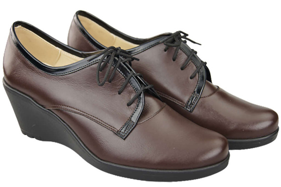 Damenschuhe mit Keilabsatz, Naturleder, Schokolade 181 ElitaBut