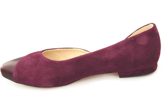 Damenschuhe Ballerinas Burgund, Naturleder, Wildleder 146 ElitaBut