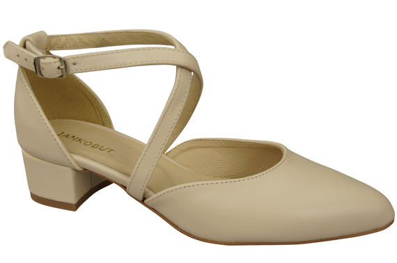 Damen Sandalen Echtleder Beige mit Riemen Niedriger Absatz 223 ElitaBut