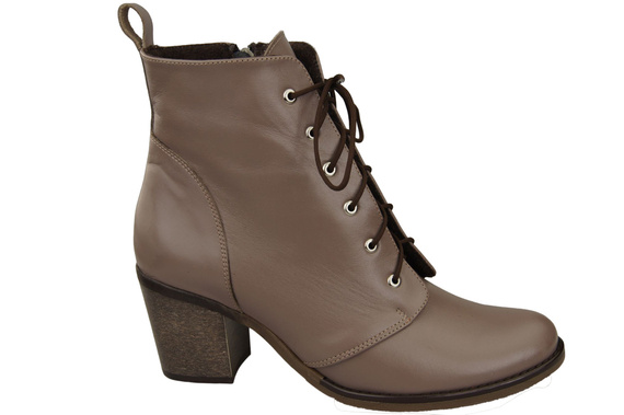 Damen Winter-Schnürstiefel, Naturleder Cappuccino Dark 188 von ElitaBut