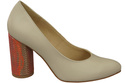 Damenschuhe Pumps Beige Naturleder Bunter Zierabsatz 194 ElitaBut