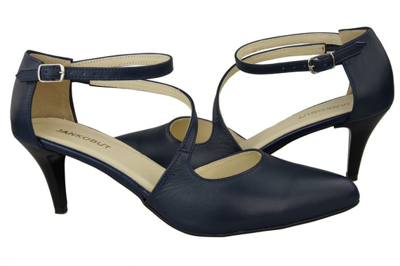 Damenschuhe Sandalen Niedriger Absatz, Naturleder, Marineblau 990 ElitaBut