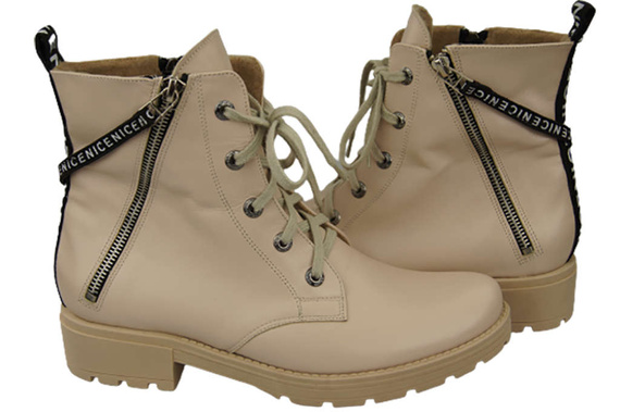 Schuhe Damen-Stiefeletten mit der Aufschrift NICE Natural Leather Cappuccino Light 173 von ElitaBut