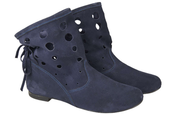 Schuhe Damen-Stiefeletten, natürliches Veloursleder, Marineblau 160 ElitaBut