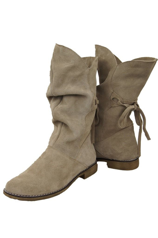 Damen-Winterstiefel, natürliches Veloursleder, Beige 999, von ElitaBut
