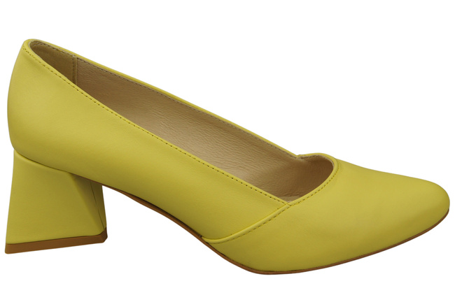 Damen Pumps Zitrone Echtleder Spitz Zehen Absatz ElitaBut 221