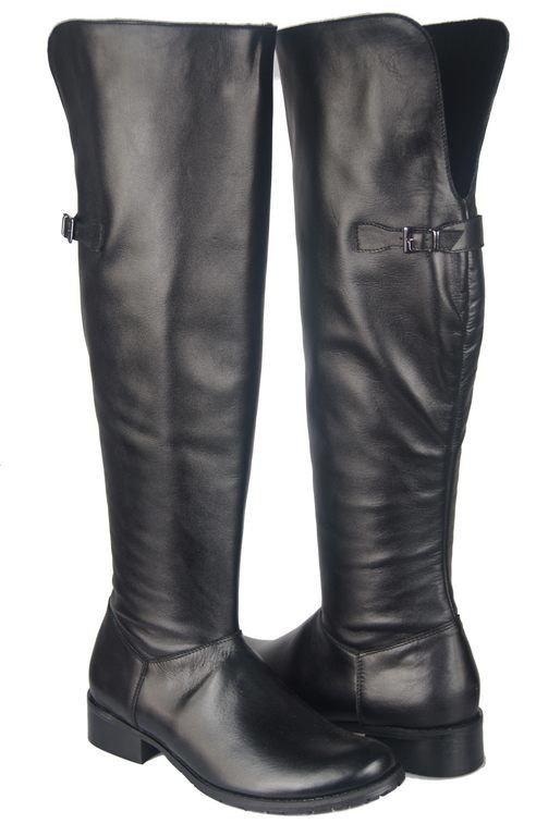 Schuhe Damenstiefel Stiefel Overknee-Stiefel, Naturleder Schwarz 690 ElitaBut