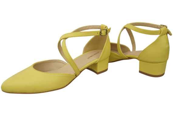 Damen Sandalen Echtleder Zitrone mit Riemen Niedriger Absatz 223 ElitaBut