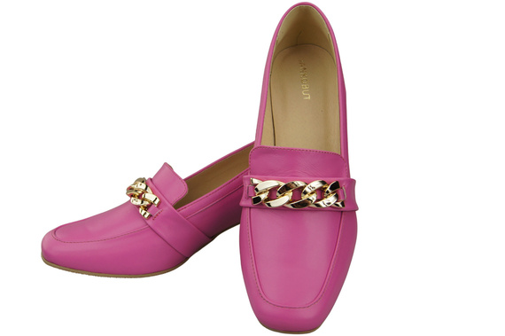 Damenschuhe mit Zierkette Pumps Mokassins Naturleder 193 Fuchsia ElitaBut