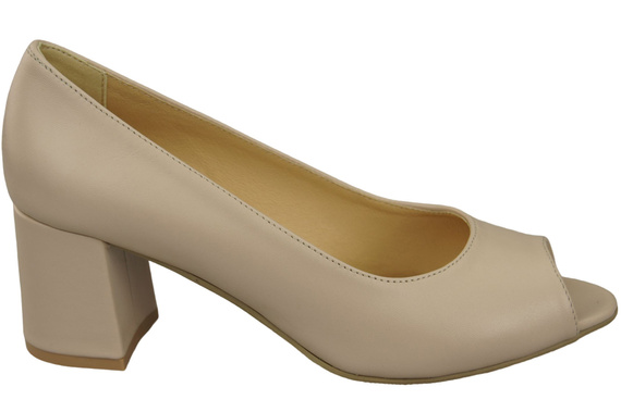 Damenschuhe PEEP TOE Cappuccino-Pumps Helles Naturleder mit beschichtetem Absatz 192 ElitaBut