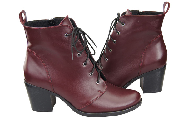 Winter-Schnürstiefel für Damen, Naturleder, Burgund 188, von ElitaBut