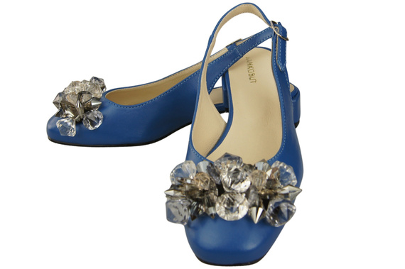 Damen Schuhe Blau Sandalen mit Kristallen Naturleder 215 ElitaBut