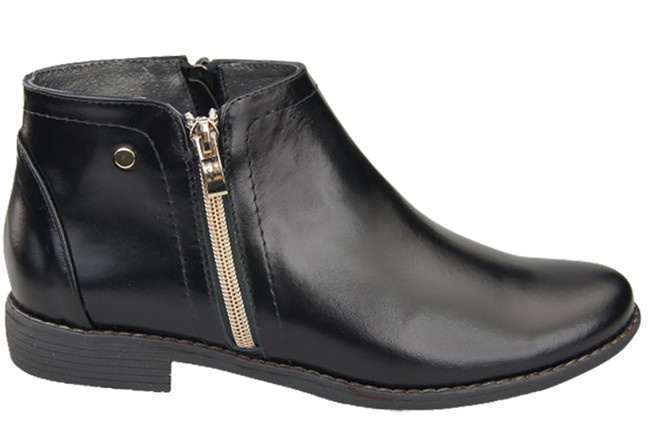 Damenschuhe Damenstiefel Warmes Naturleder Schwarz glänzend 872 von Elitabut