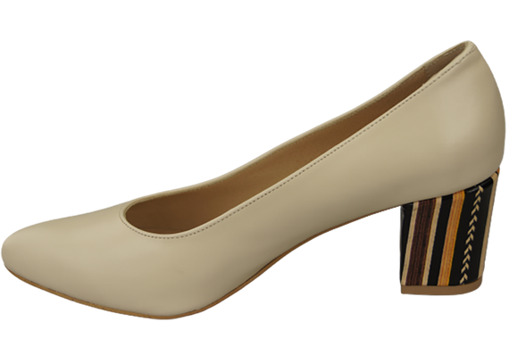 Damenschuhe Beige Pumps Naturleder mit Zierabsatz 158 ElitaBut