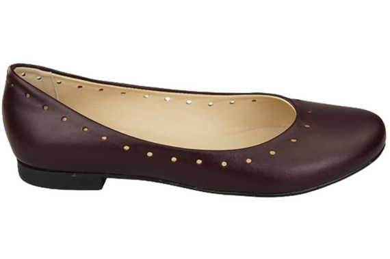 Damenschuhe Bequeme Ballerinas, Naturleder, Burgunderrot 162 ElitaBut