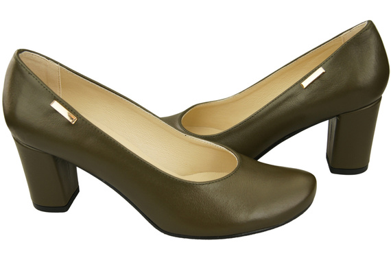 Klassische Damen Olive Leder Mandel Nase Pumps 201 ElitaBut