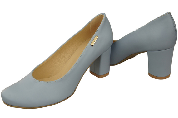 Klassische Damen Hellblaues Leder Mandel Nase Pumps 201 ElitaBut