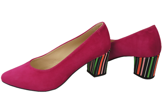 Damenschuhe Pumps Fuchsia Natürliches Wildleder Dekorativer Absatz 158 von ElitaBut