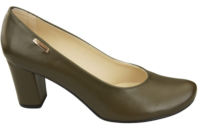 Klassische Damen Olive Leder Mandel Nase Pumps 201 ElitaBut