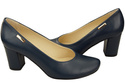 Klassische Damen Marineblaues Leder Mandel Nase Pumps 201 ElitaBut