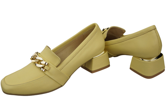 Damenschuhe mit Zierkette Pumps Mokassins Naturleder 193 Banana ElitaBut