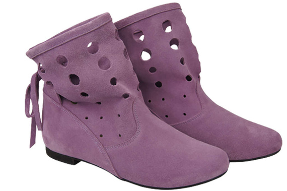Schuhe Damen-Stiefeletten, natürliches Veloursleder, Lila 160 ElitaBut