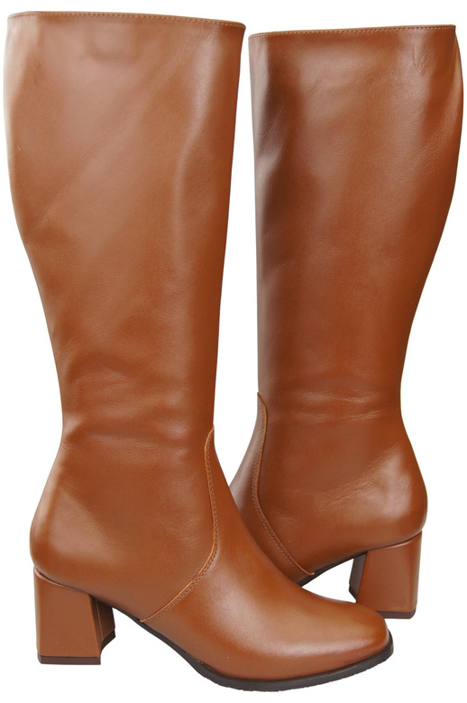 Bequeme Damen Braun Niedrig Absatz Stiefel Naturleder 212 ElitaBut