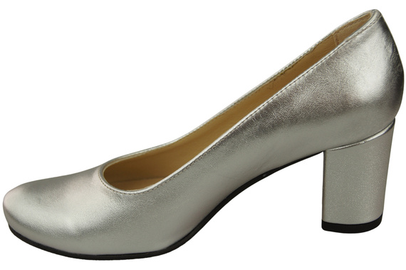 Klassische Damen Silber Leder Mandel Nase Pumps 201 ElitaBut