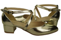 Damen Sandalen Echtleder Gold mit Riemen Niedriger Absatz 223 ElitaBut