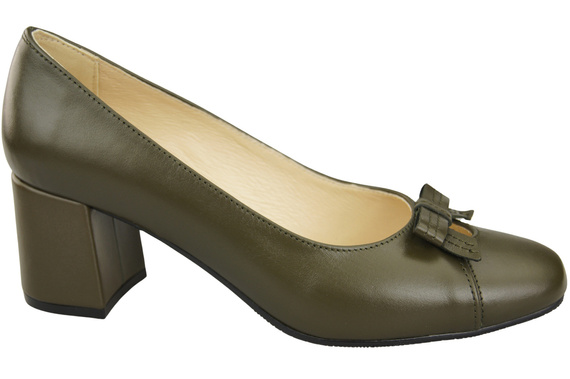 Damen Pumps mit Schleife Olive Naturleder und niedrigem Absatz 203 ElitaBut