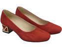 Bequeme Damenschuhe Rot Pumps mit dekorativem Absatz Natürliches Wildleder 219 von ElitaBut