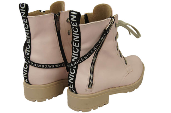 Schuhe Damen-Stiefeletten mit der Aufschrift NICE, Naturleder, Puderrosa 173 L ElitaBut