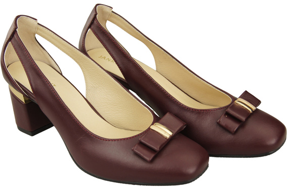 Schuhe Damen Burgunderrote Pumps aus Naturleder mit dekorativem Absatz 199 ElitaBut