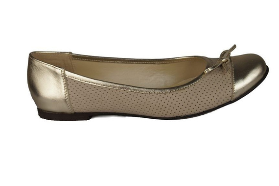 Damen-Ballerinas, durchbrochen, Naturleder, goldbeige 661 ElitaBut