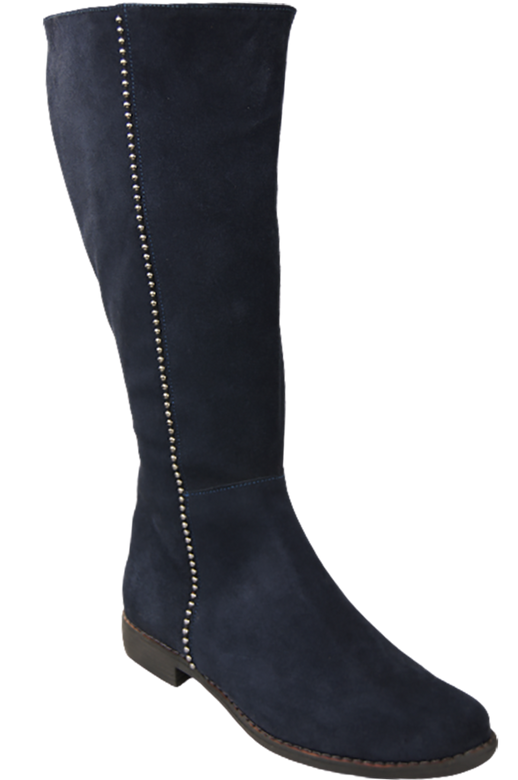 Schuhe Damenstiefel, Naturleder, Velours 153, Marineblau ElitaBut