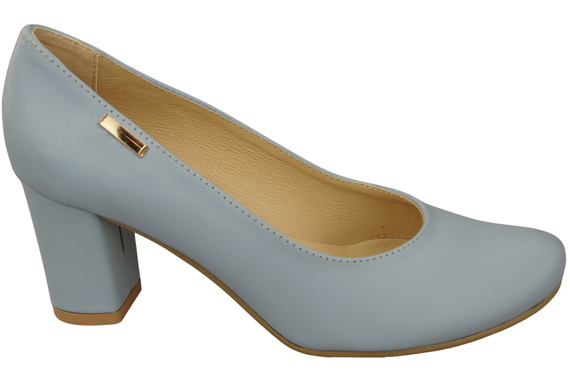 Klassische Damen Hellblaues Leder Mandel Nase Pumps 201 ElitaBut