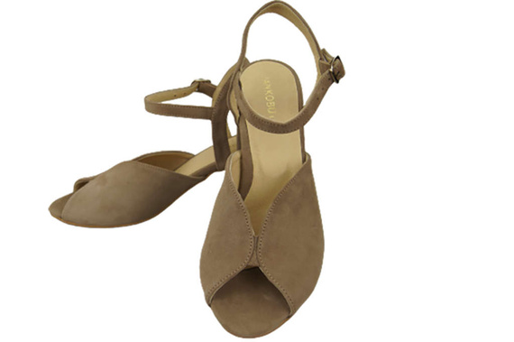 Damenschuhe Cappuccino Sandalen, Dunkel, Naturleder, Wildleder, 185 ElitaBut