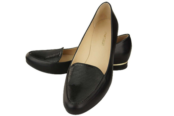 Damen Ballerinas Lords, Naturleder, Schwarz 908 ElitaBut