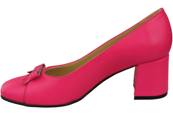 Damen Pumps mit Schleife Neon Rosa Naturleder und niedrigem Absatz 203 ElitaBut