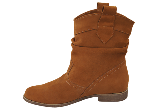 Schuhe Damen Stiefeletten Winter Naturveloursleder Karamell 117 Z ElitaBut