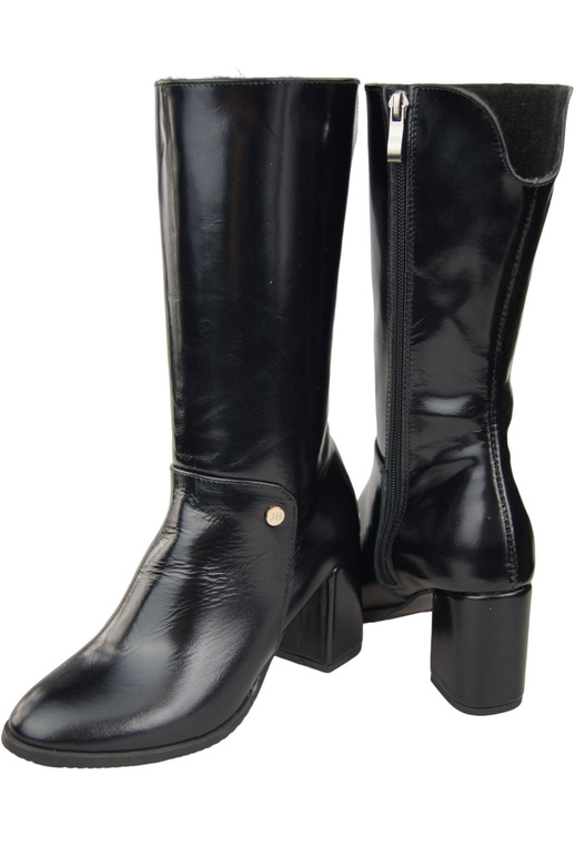 Damen-Halbstiefel, Naturleder, Schwarz, Glänzend 189 ElitaBut
