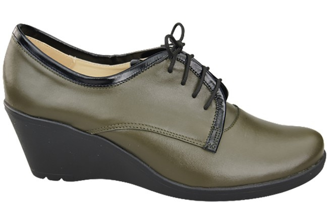 Schuhe Damen-Keilschuhe, Naturleder, Olive 181 ElitaBut